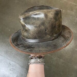 Vintage H H Henschel Hat Brown Genuine Leather Hat